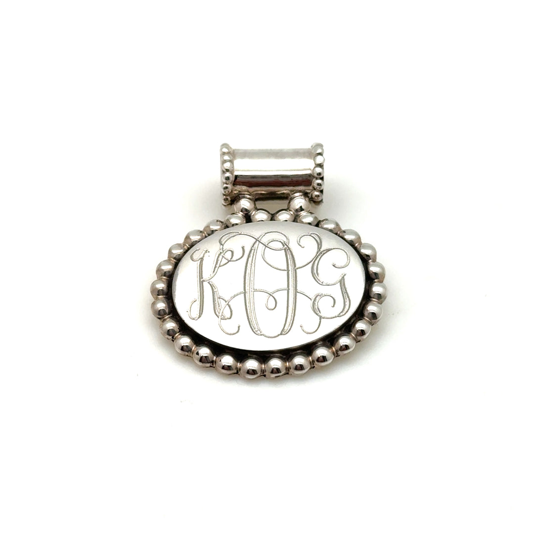 Oval Beaded Monogram Pendant