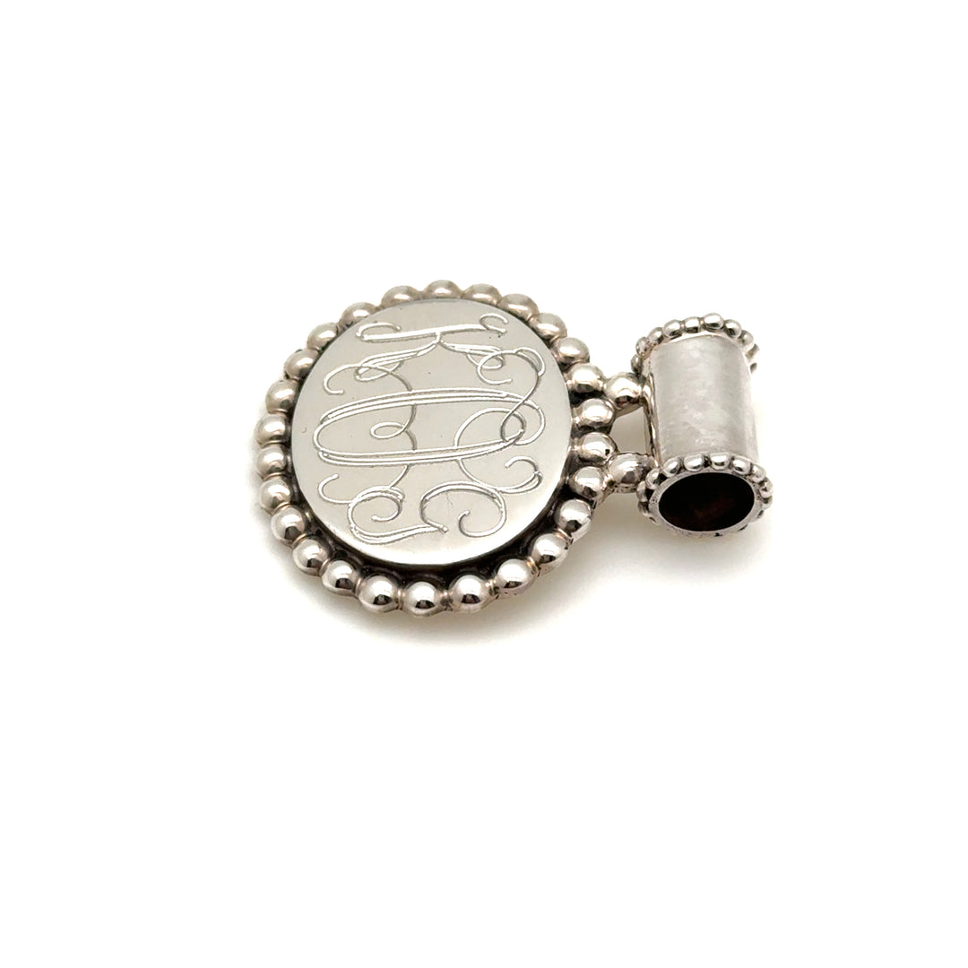 Oval Beaded Monogram Pendant
