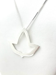 Silver open leaf necklace
