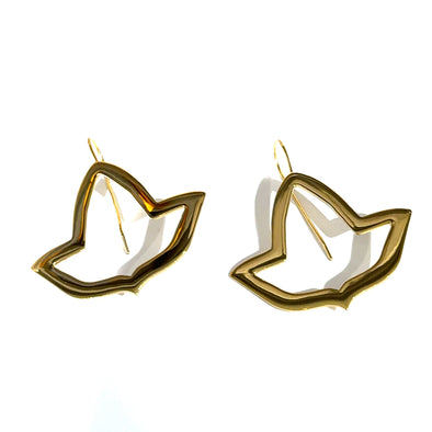 14k Gold Vermeil Open Ivy Leaf Earrings - Large