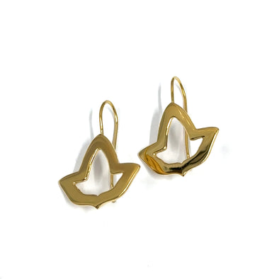 14k Gold Vermeil Open Ivy Leaf Earrings - Small Hook