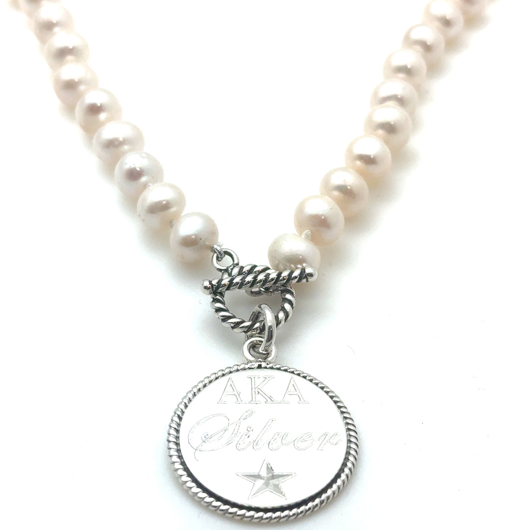 AKA Silver Star Cultured Freshwater Braided Necklace