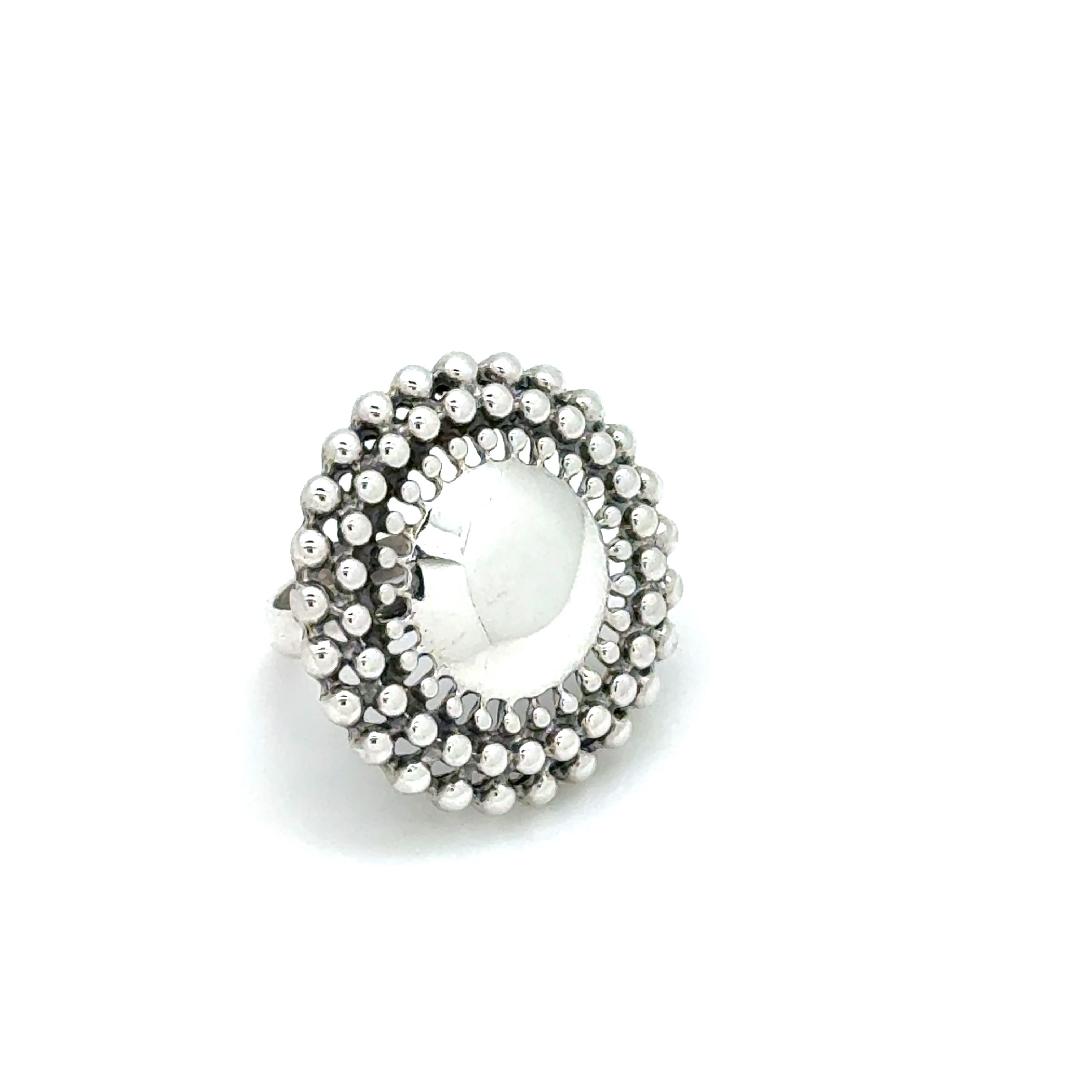 Sterling Silver Ring with Beaded Design