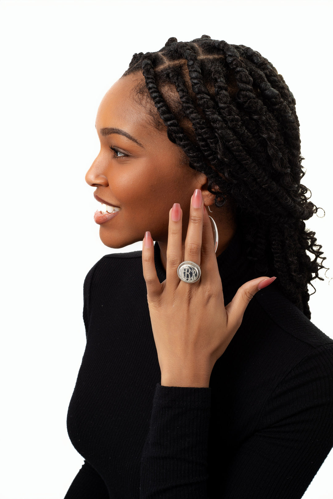 Braided Rope Monogram Ring