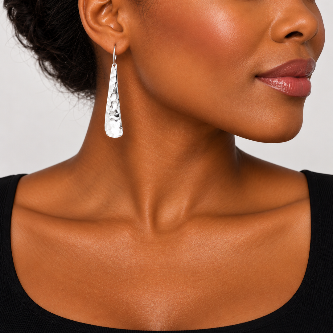 FINAL SALE - Hammered Curved Teardrop Earrings