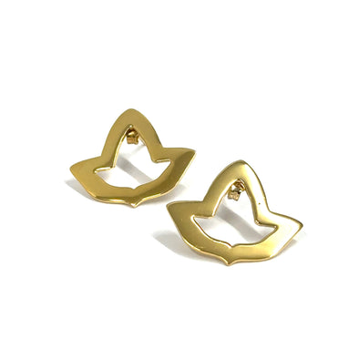 14k Gold Vermeil Open Ivy Leaf Earrings - Small Post