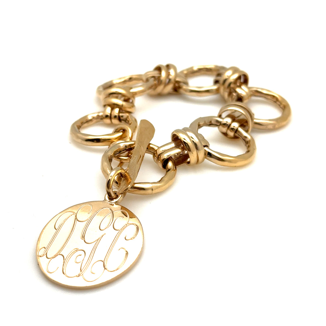 NEW! 14k Gold Vermeil Monogrammed Hammered Knot Bracelet