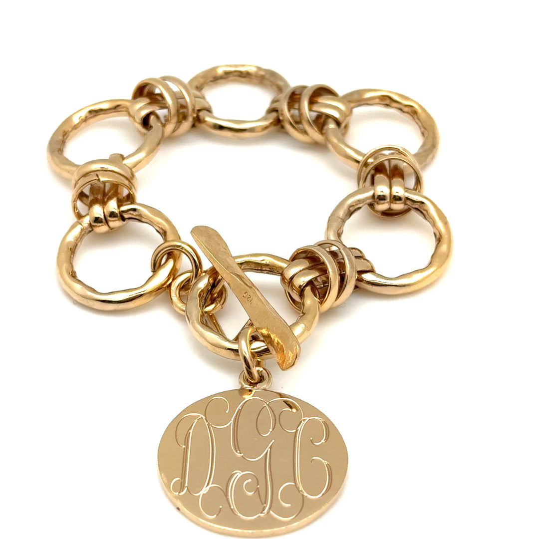 NEW! 14k Gold Vermeil Monogrammed Hammered Knot Bracelet