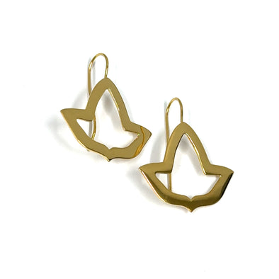 14k Gold Vermeil Open Ivy Leaf Earrings - Medium