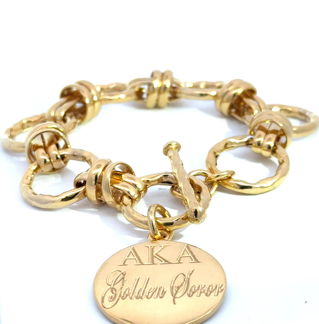14k Gold Vermeil AKA Golden Soror Hammered Knot Bracelet