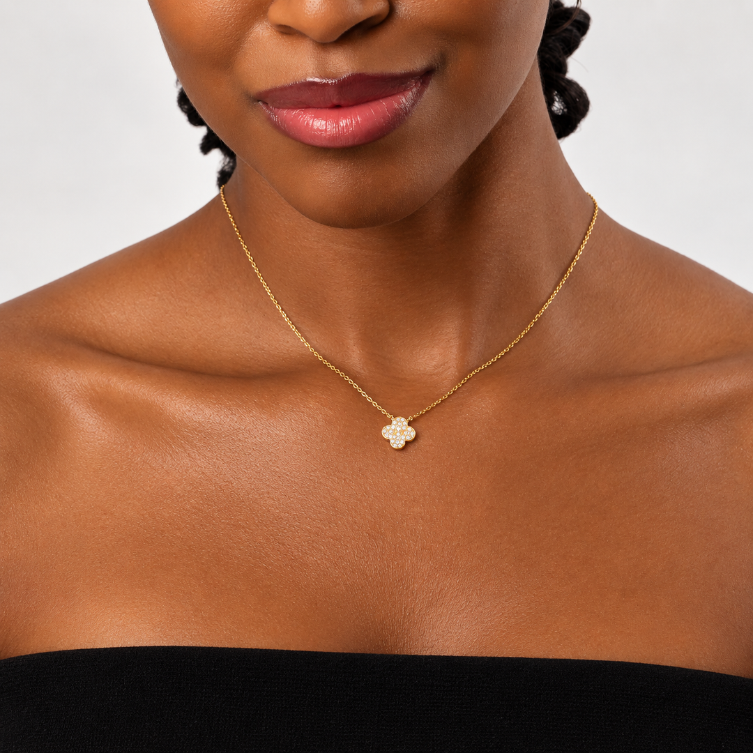 NEW! Gold Pearl Quatrefoil  Necklace