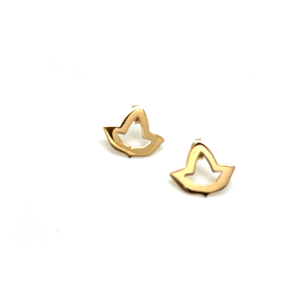 14k Gold Vermeil Open Ivy Leaf Earrings - Extra Small Post