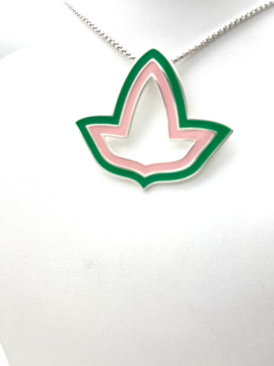 Pink and Green™ Enamel Open Ivy Leaf Necklace - Extra Large