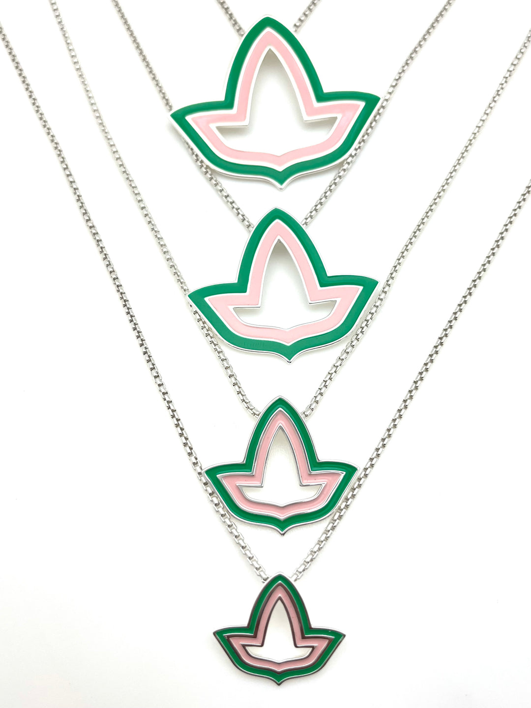 Pink and Green™ Enamel Open Ivy Leaf Necklace - Medium