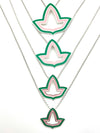 Pink and Green™ Enamel Open Ivy Leaf Necklace - Large