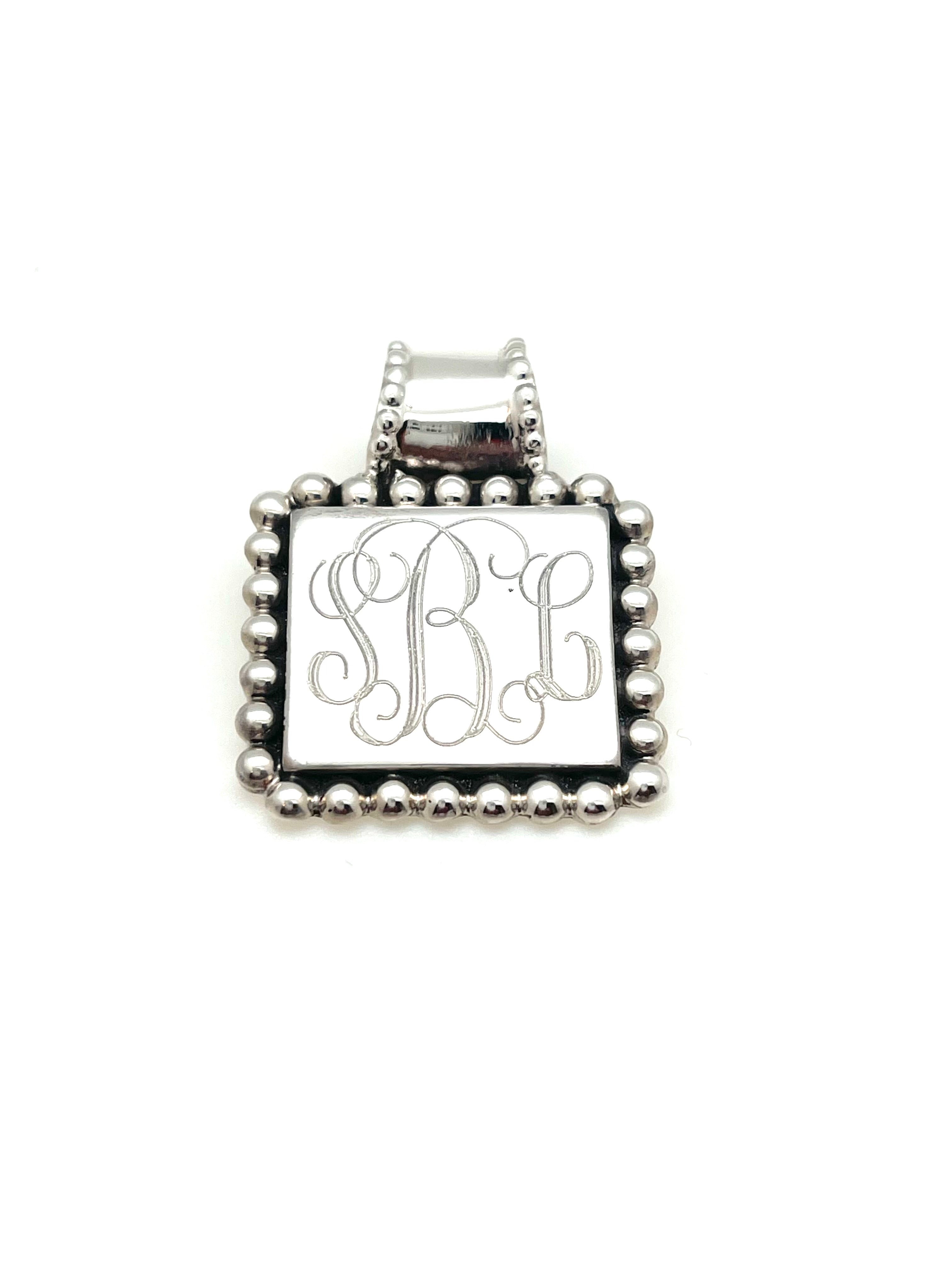 Bead Trimmed Square Pendant