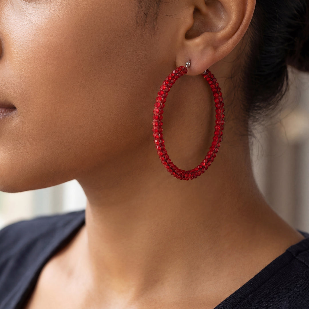 Swarovski Crystal Hoop Earrings - Light Siam