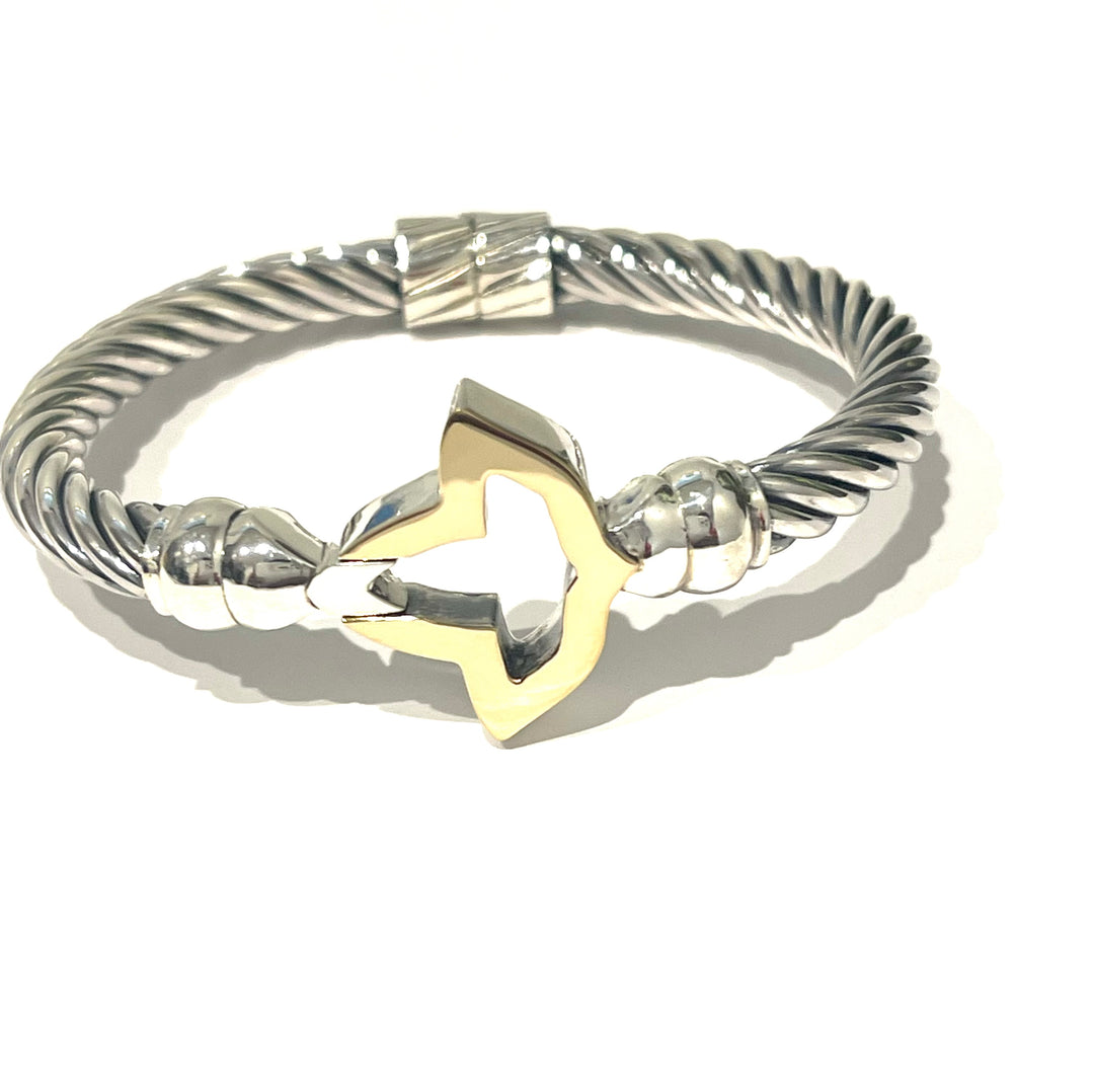 14K Gold Top Ivy Leaf Cable Bracelet