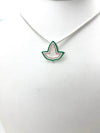 New! Pink and Green Enamel Open Ivy Leaf Necklace - Small