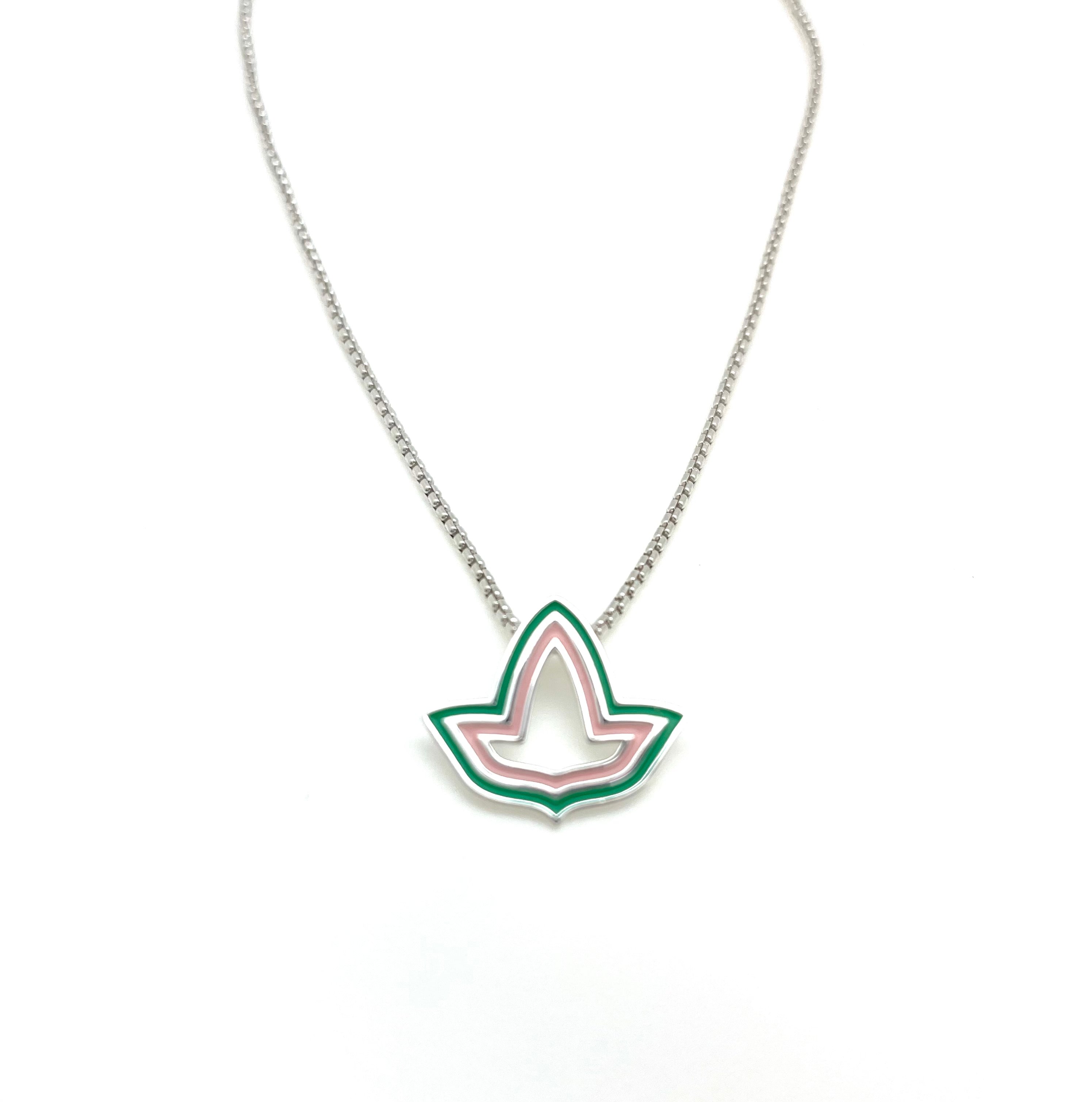 Pink and Green™ Enamel Open Ivy Leaf Necklace - Small