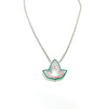 New! Pink and Green Enamel Open Ivy Leaf Necklace - Small