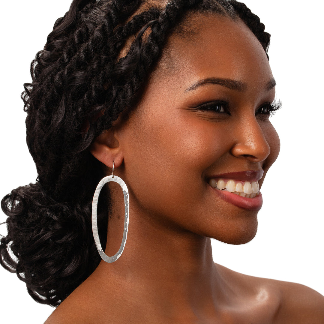 Oval Hammered Earrings