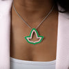 Pink and Green™ Enamel Open Ivy Leaf Necklace - Extra Large