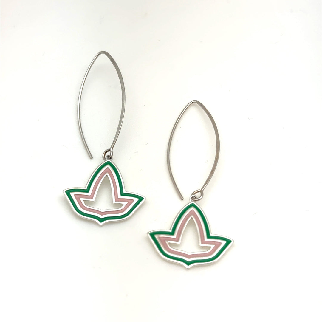 Pink and Green™ Enamel Open Ivy Leaf Threads- Small
