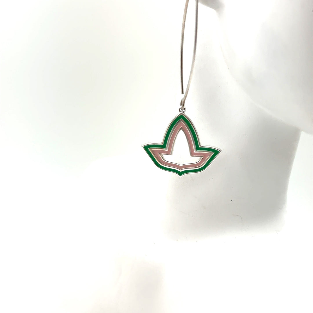 Pink and Green™ Enamel Open Ivy Leaf Threads- Small