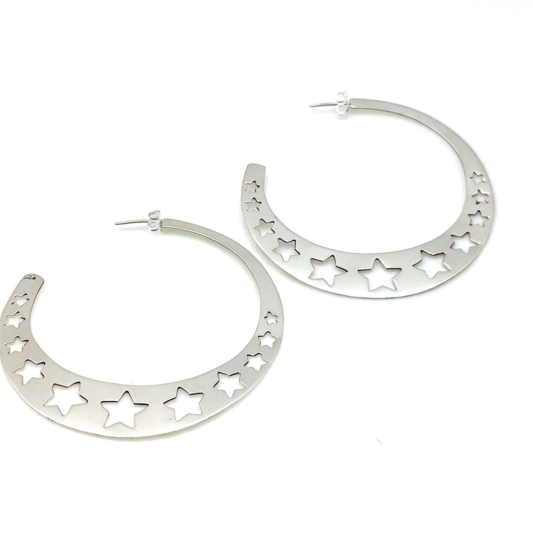 FINAL SALE - Silver Star Hoops