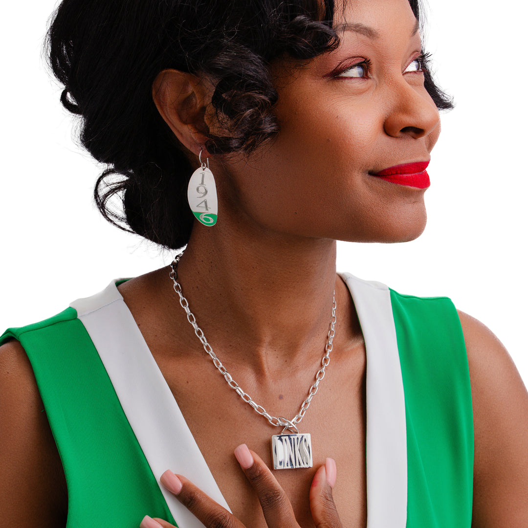 "1946" Flat Oval Earrings