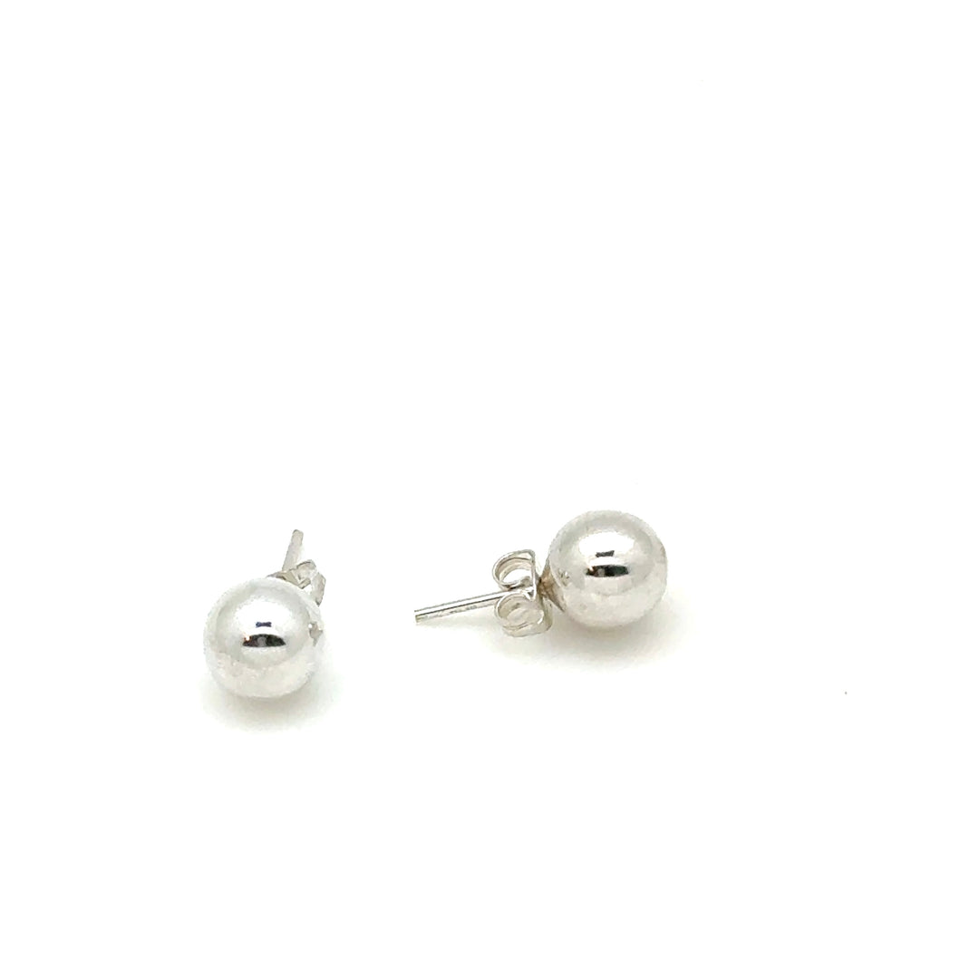 Sterling Silver Ball Stud Earrings - 8mm