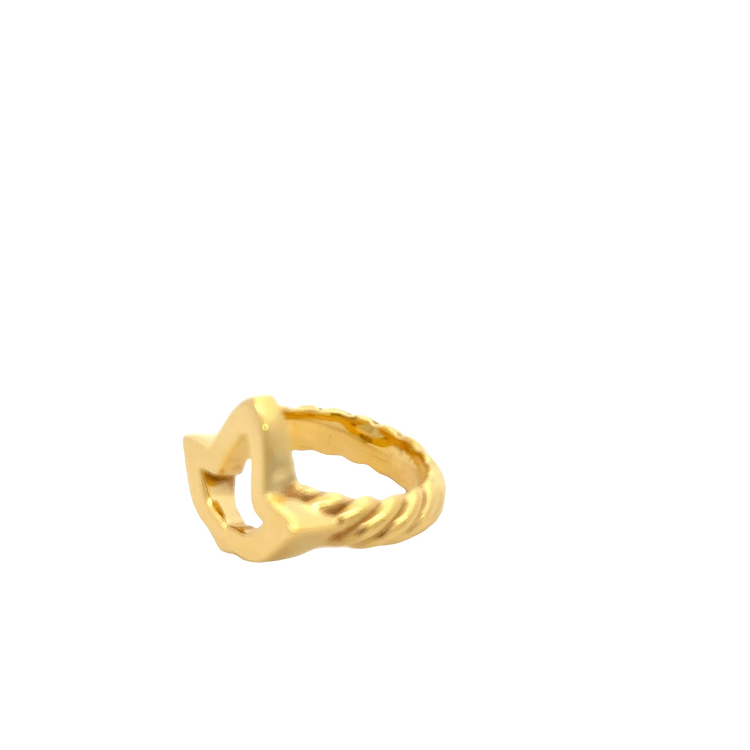 14k Gold Vermeil Ivy Leaf Cable Ring - Med.