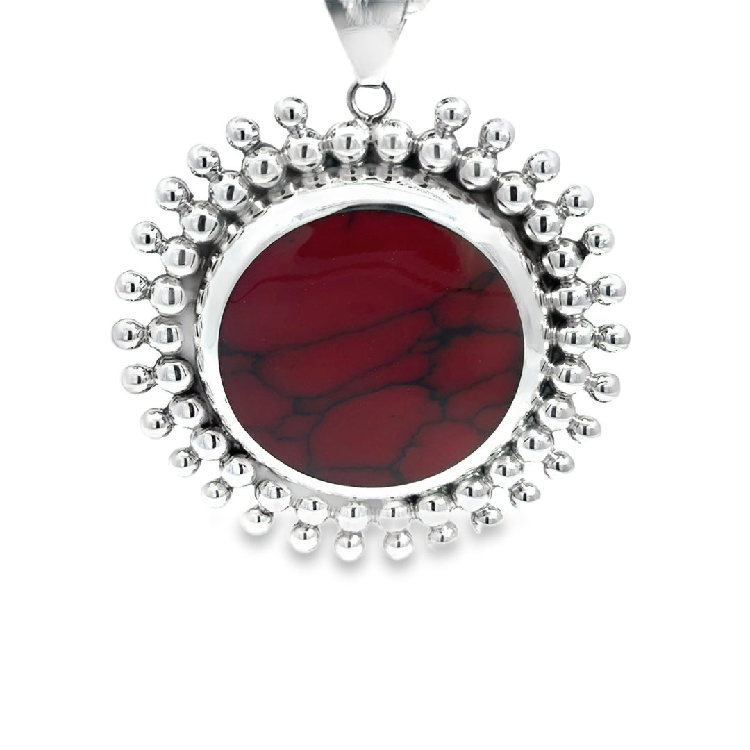 FINAL SALE - Red Beaded Halo Pendant