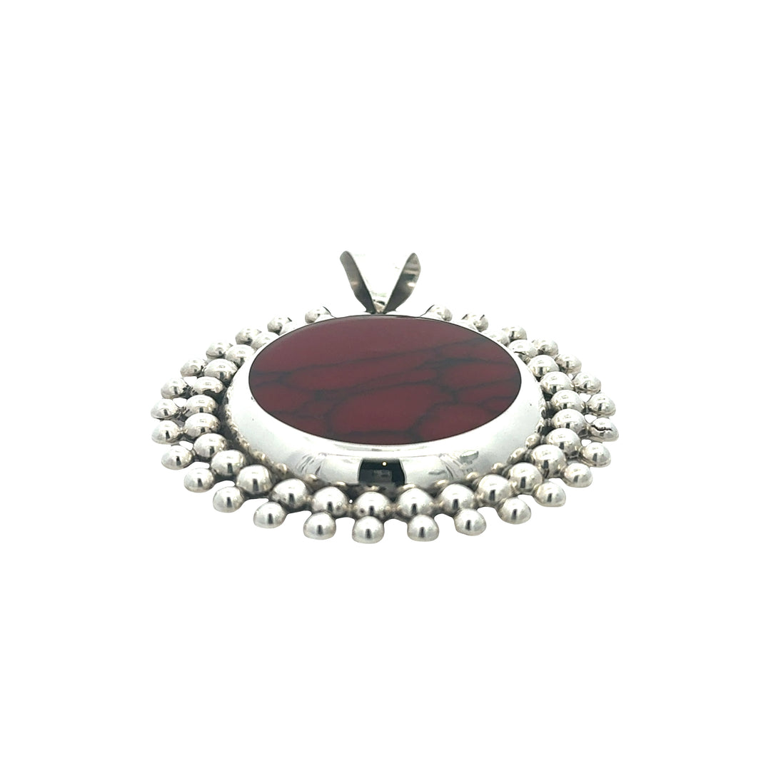 FINAL SALE - Red Beaded Halo Pendant