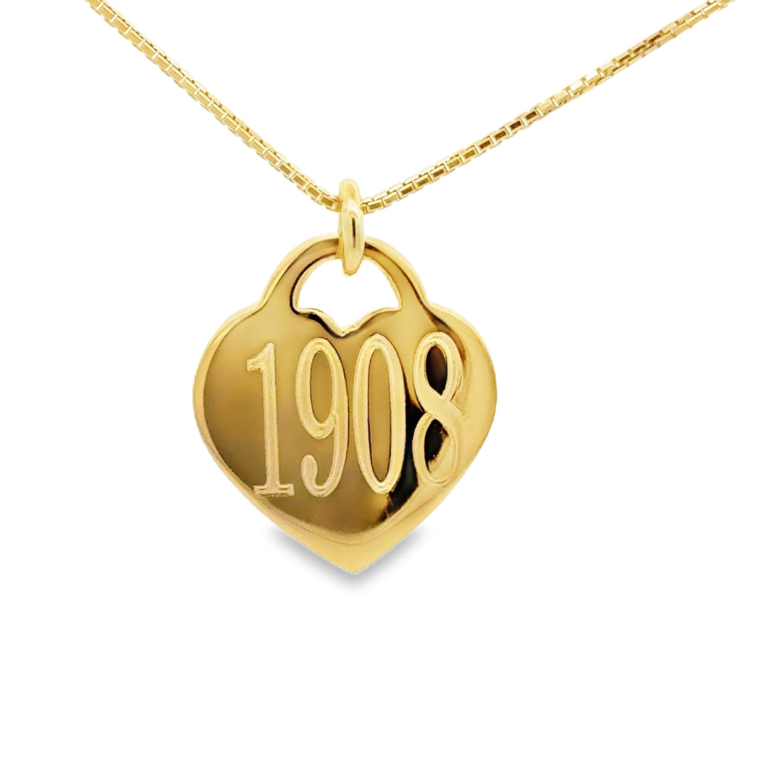 14k Gold Vermeil 1908 Heart Necklace