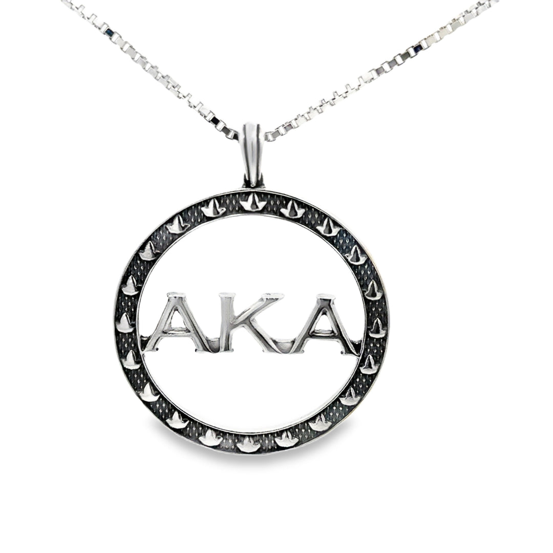 FINAL SALE - AKA Textured Ivy Circle Oxidized Necklace