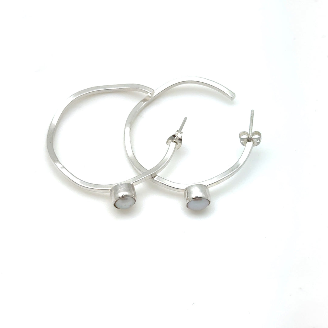Wavy Hoop Pearl Earrings