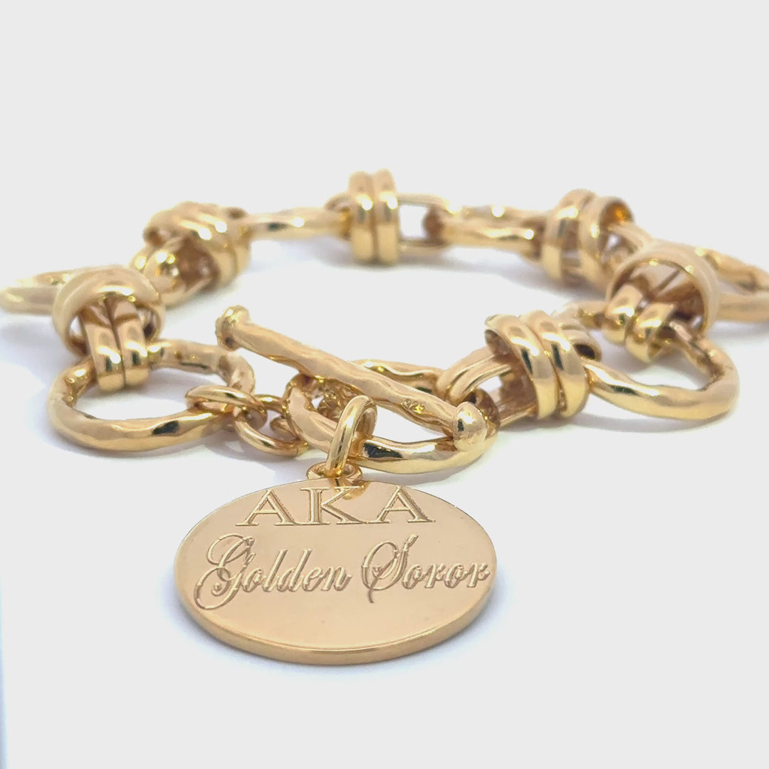 14k Gold Vermeil AKA Golden Soror Hammered Knot Bracelet