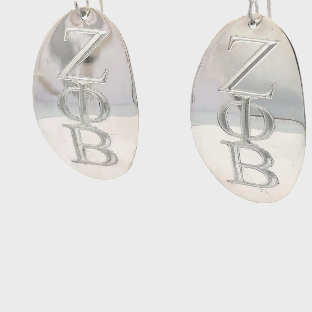 NEW! Zeta Phi Beta Flat Oval Earrings
