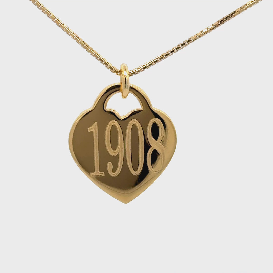 14k Gold Vermeil 1908 Heart Necklace