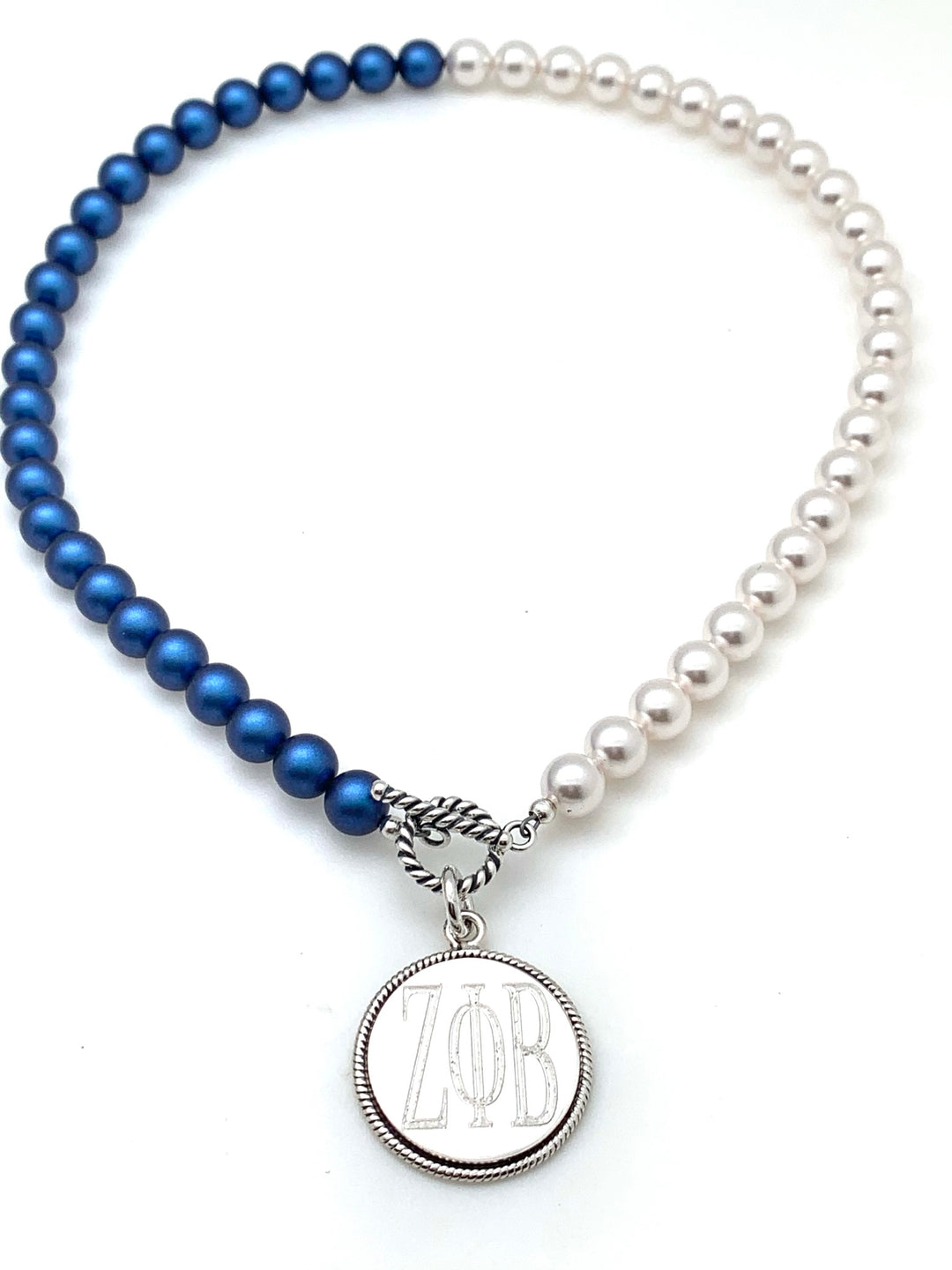 Blue and White Zeta Phi Beta Necklace