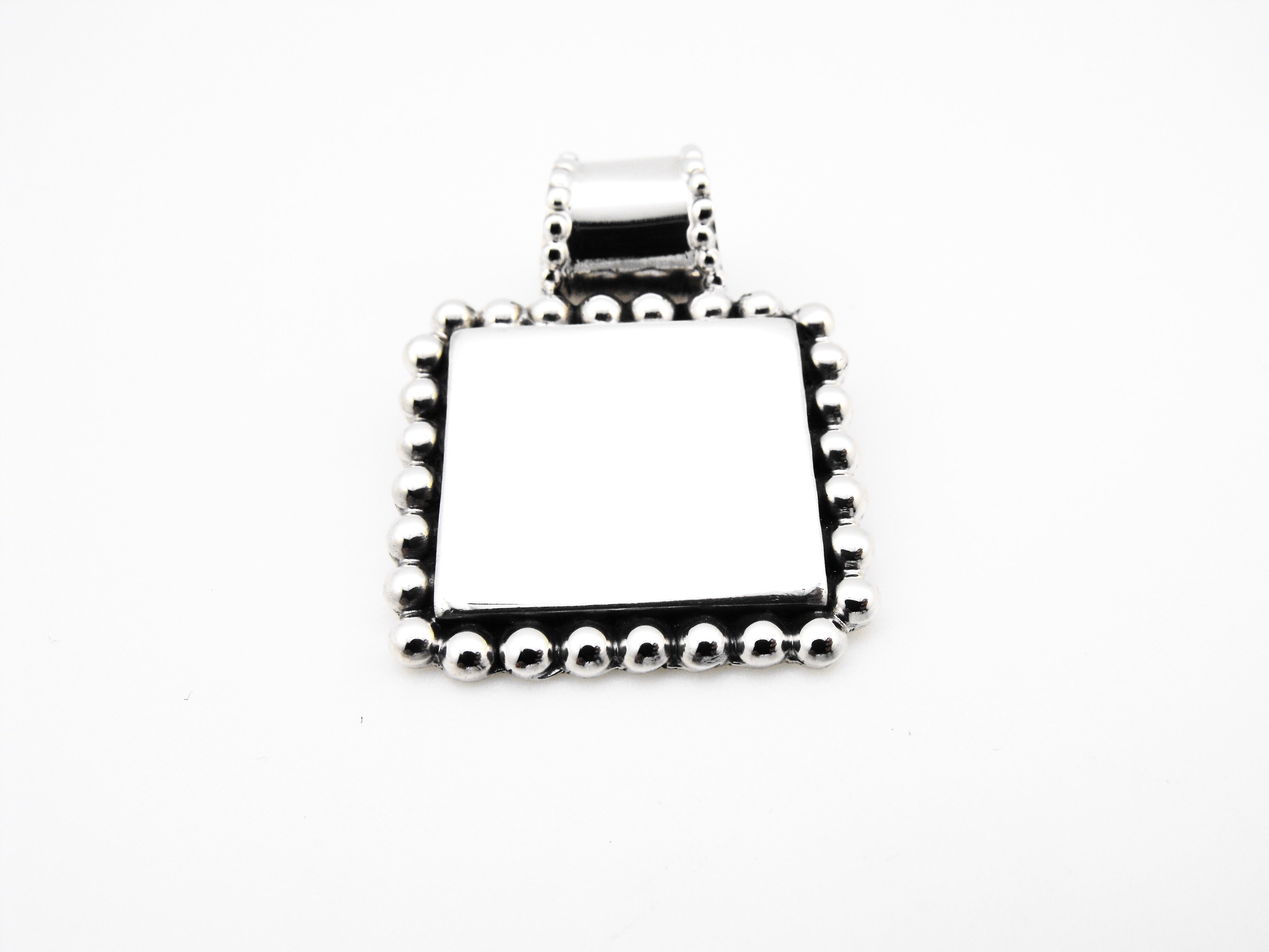 Bead Trimmed Square Pendant