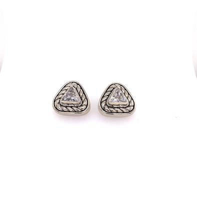 Crystal Pyramid Cable Earrings