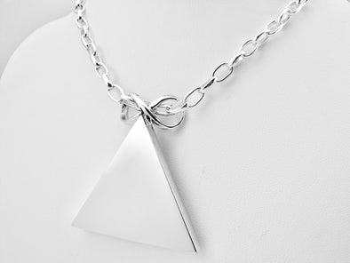 Sterling Silver Pyramid Pendant Necklace -Large