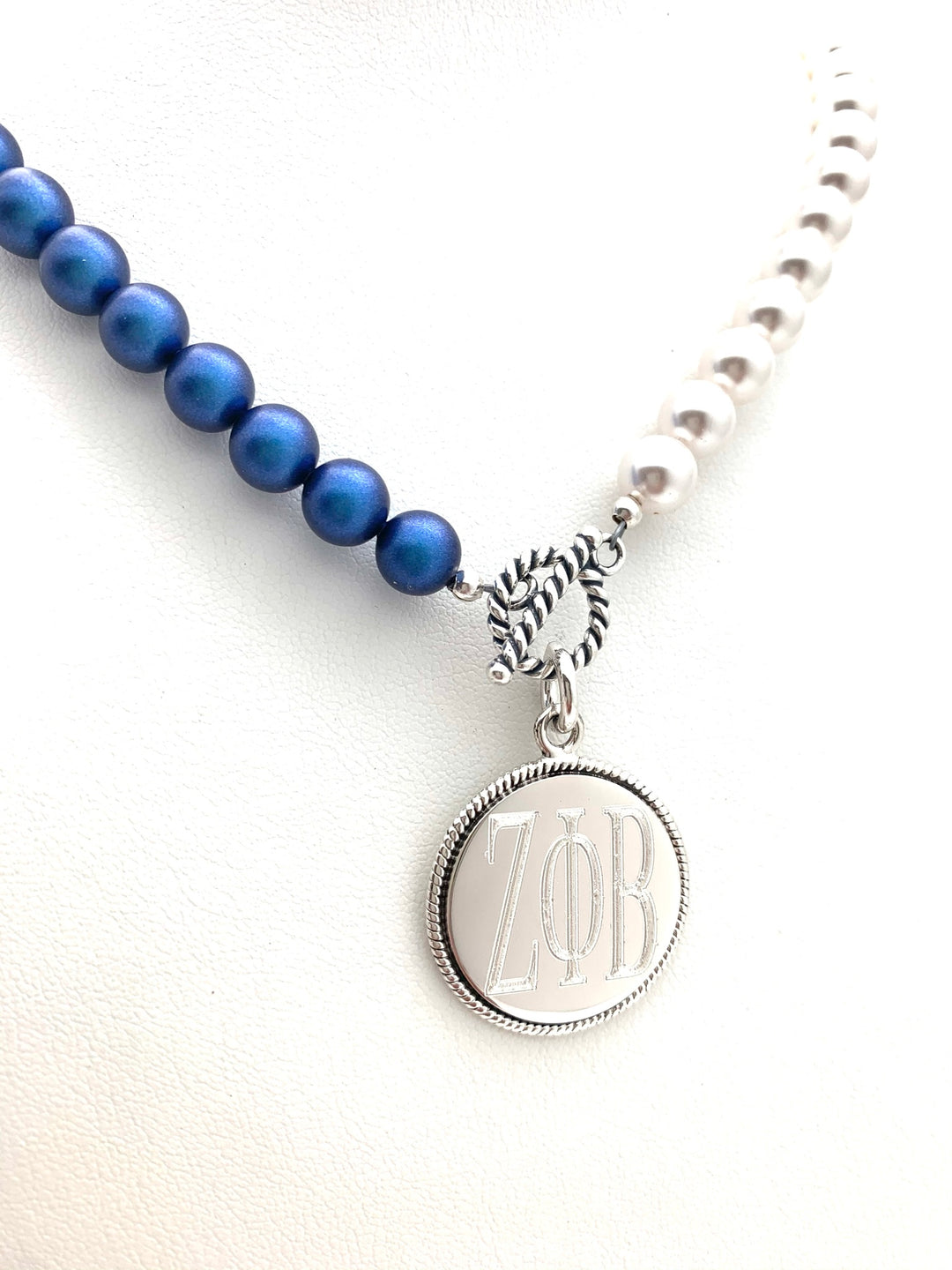 Blue and White Zeta Phi Beta Necklace