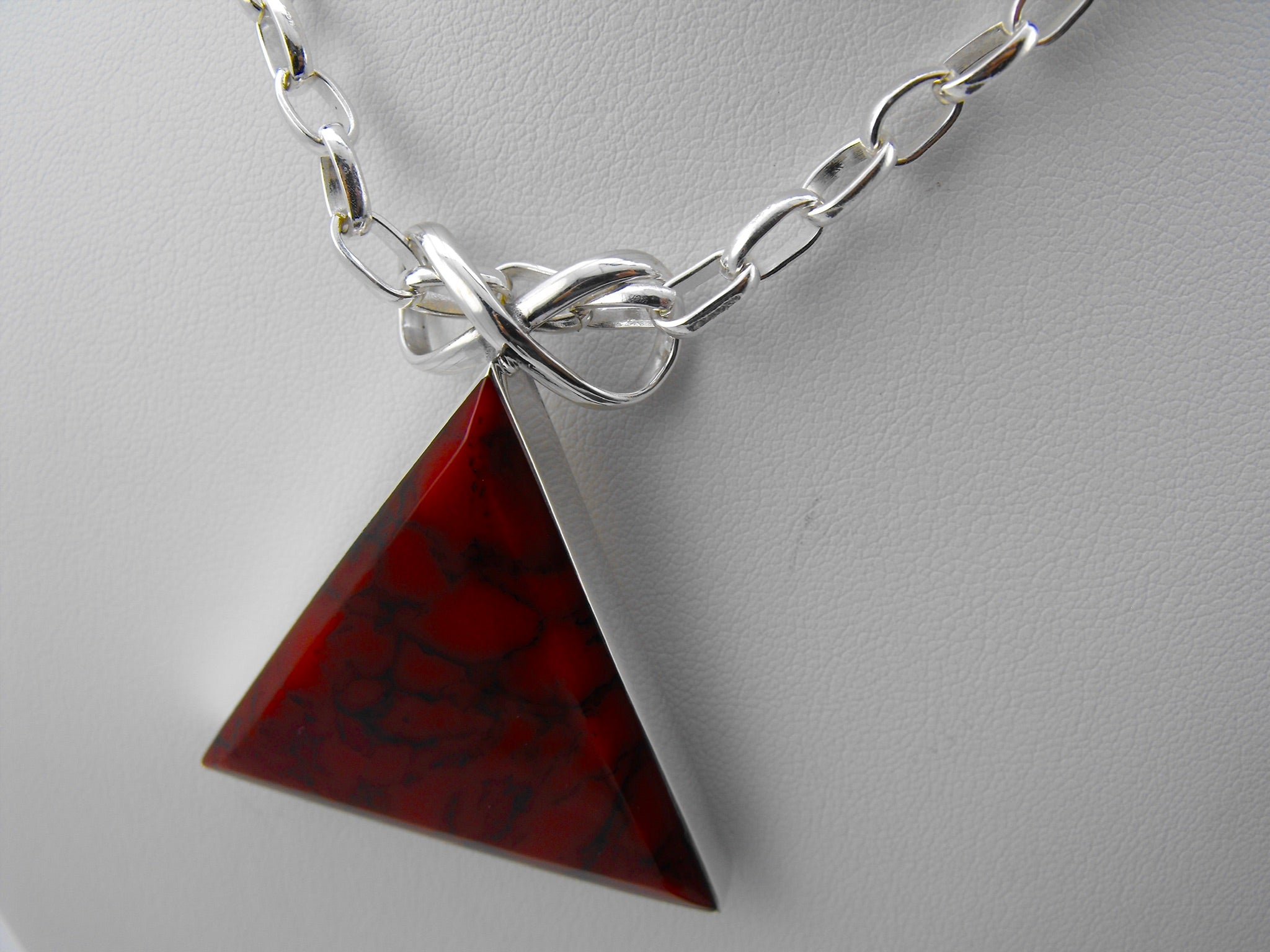 Red Pyramid Pendant Necklace - Large