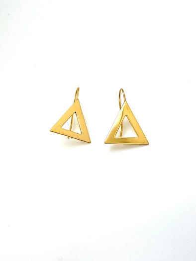 14k Yellow Gold Vermeil Pyramid Earrings - Small
