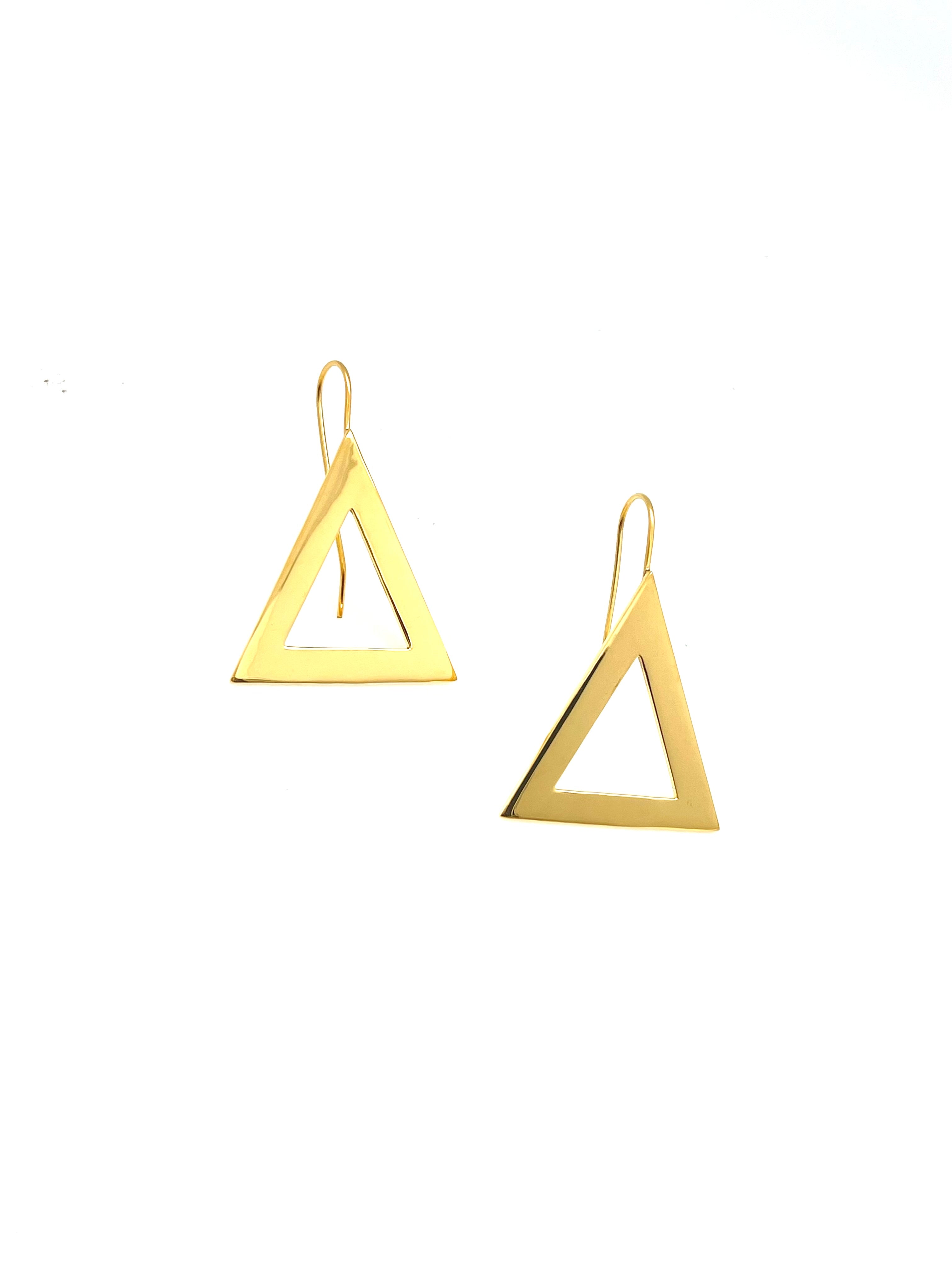 14k Gold Vermeil Pyramid Earrings - Medium