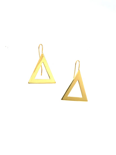 14k Yellow Gold Vermeil Pyramid Earrings - Medium